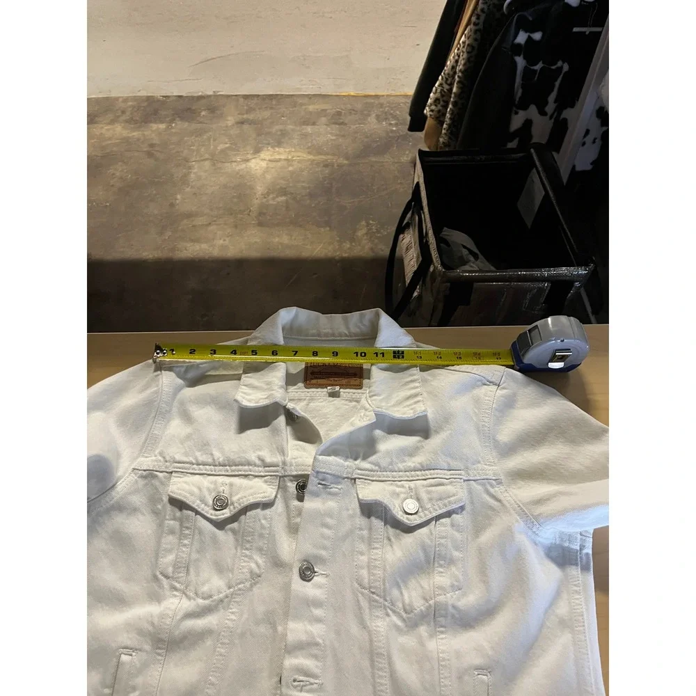 Lucky Brand Tomboy Trucker Denim Jacket XL White 90s Minimalist Capsule Wardrobe